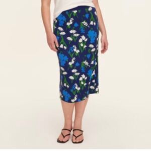 Kate Spade New York Blue Floral Print Knit Pencil Midi Skirt Target XS NWT